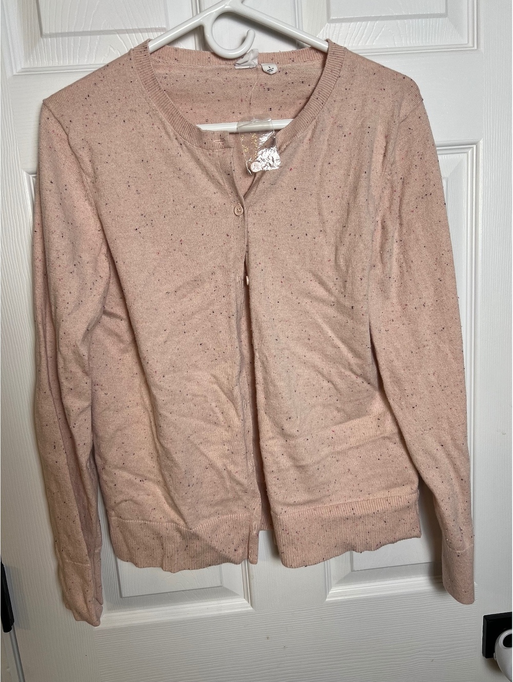 Gap Women's Large Speckled Button Front Cardigan Light Pink NWT
